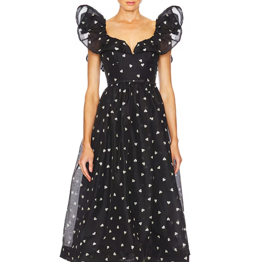 Zimmermann Black Heart Print Backless Dress